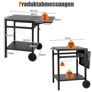 Costway Πολυλειτουργικό Τρόλεϊ Κουζίνας με Διπλό Ράφι και Πτυσσόμεν... Costway Πολυλειτουργικό Τρόλεϊ Κουζίνας με Διπλό Ράφι και Πτυσσόμεν...