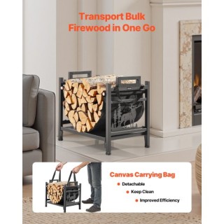 VEVOR Ράφι Καυσόξυλων Εσωτερικού Χώρου με Καμπύλη και Καμβά, 18kg, ...