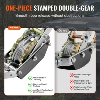 VEVOR Βαρούλκο Χειρός 2 Τόνων 4409 lbs με 2 Γάντζους Heavy Duty GSS...