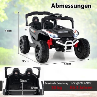 Costway  Ηλεκτρικό Παιδικό Αυτοκίνητο 12V με Τηλεχειριστήριο - Λευκ...