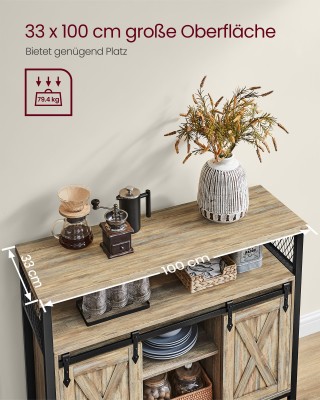 VASAGLE Μπουφές με Συρόμενες Πόρτες, Ρυθμιζόμενα Ράφια, Τυρκουάζ/Κα... VASAGLE Μπουφές με Συρόμενες Πόρτες, Ρυθμιζόμενα Ράφια, Τυρκουάζ/Κα...