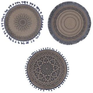 Villa DEste  Σετ 6 τμχ Στρογγυλό σουπλά από γιούτα Stone 5918500