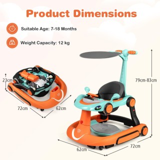 Costway Περπατούρα 7 σε 1 με σκίαστρο, ρυθμιζόμενο ύψος και ταχύτητ...