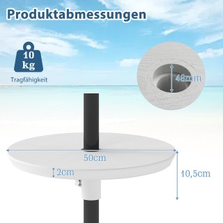 Costway Ρυθμιζόμενο τραπέζι ομπρέλας με οπή για στύλο 38-48 mm, λευ...