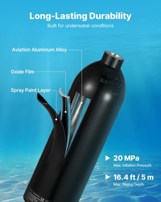 VEVOR Φορητή Μίνι Φιάλη Κατάδυσης 1L με Αξεσουάρ για Υποβρύχια Αναπ...