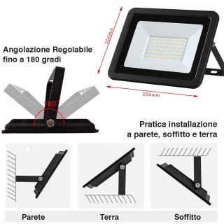 BAKAJI Υψηλής Φωτεινότητας Slim LED Εξωτερικός Προβολέας 50W, 4250l...