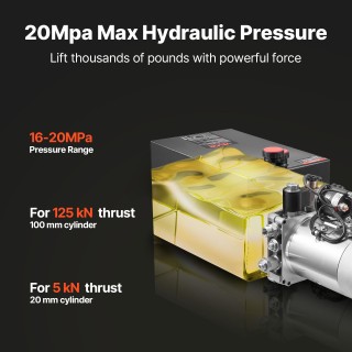 VEVOR Υδραυλική Μονάδα 15L, Αντλία Μονοδραστηρικής Ανατρεπόμενης Ρυ...