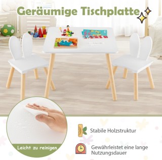 Σετ Παιδικό Τραπέζι με 2 Καρέκλες Λευκό HY10103WH Costway