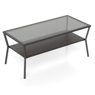 Costway Μοντέρνο Ορθογώνιο Τραπεζάκι Σαλονιού με Επιφάνεια από Σκλη...