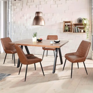 Shally Dogan  Σετ 2 Καρέκλες για Τραπεζαρία από Καφέ Οικολογικό Δέρ...