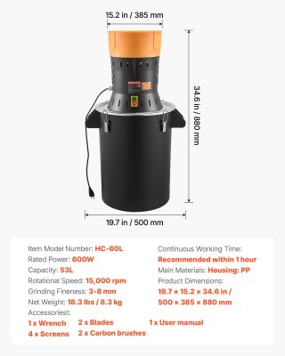 VEVOR Ηλεκτρικός Μύλος Άλεσης 600W για Ξηρούς Κόκκους και Μπαχαρικά... VEVOR Ηλεκτρικός Μύλος Άλεσης 600W για Ξηρούς Κόκκους και Μπαχαρικά...
