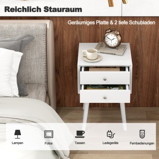 Costway Στυλάτο και Λειτουργικό Ξύλινο Κομοδίνο με Δύο Συρτάρια κα... Costway Στυλάτο και Λειτουργικό Ξύλινο Κομοδίνο με Δύο Συρτάρια κα...