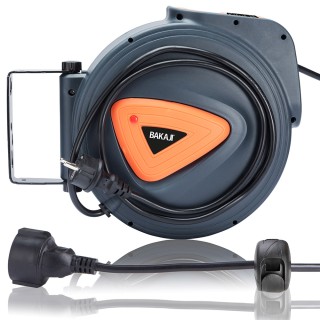 BAKAJI  Ηλεκτρική καρούλι με καλώδιο 10μ προέκταση Schuko στήριξη τ...