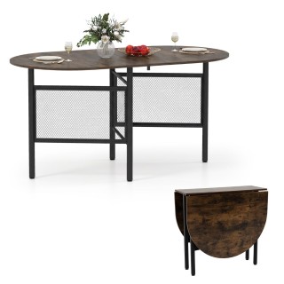 Costway Πτυσσόμενο οβάλ τραπέζι τραπεζαρίας για 6-8 άτομα, καφέ KC5...