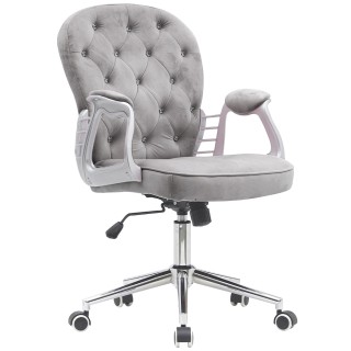 BAKAJI Καρέκλα Γραφείου από Γκρι Βελούδο Επενδυμένη Πολυθρόνα Γραφ... BAKAJI Καρέκλα Γραφείου από Γκρι Βελούδο Επενδυμένη Πολυθρόνα Γραφ...