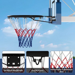 Costway Στεφάνι Μπάσκετ με Δίχτυ για Επιτοίχια Τοποθέτηση Ø45cm - Μ...