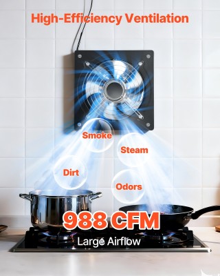 VEVOR Εξαεριστήρας Τοίχου 25.4 εκ., 988 CFM Υψηλής Ταχύτητας με Έλε...