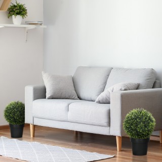 HOMCOM  Σετ από 2 Τεχνητά Φυτά σε Σφαίρα με Φύλλα Κέδρου για Σπίτι ...