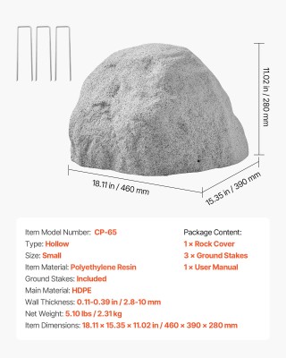 VEVOR Πλαστικός Βράχος Εξωτερικού Χώρου, Ρεαλιστική Υφή, Μέγεθος: 1...