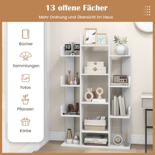 Costway Διακοσμητική Βιβλιοθήκη Δέντρου με 13 Ράφια και Αντιολισθητ...