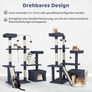Costway Περιστρεφόμενο Δέντρο Γάτας με Σπήλαιο & Ράμπα Αναρρίχησης ...