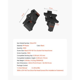 VEVOR Κρυφοί Συνδετήρες για Δάπεδο, Τ-Σφιγκτήρες & Πλαστικοί Συνδετ...