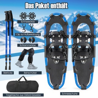 Costway Σετ Χιονοπέδιλα 63 cm με Διπλό Σύστημα Δεσίματος - Μπλε SP3...