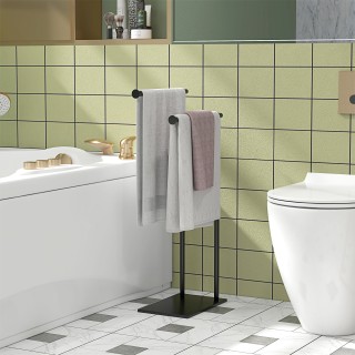 HOMCOM Επιδαπέδια Πετσετοθήκη Μπάνιου με 2 Μεταλλικούς Βραχίονες 35...