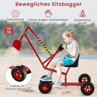 Costway  Παιδικός Εκσκαφέας με Στροφέα και Τηλεσκοπικούς Βραχίονες ...