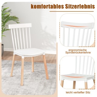 Costway  Σετ 4 Καρέκλες Τραπεζαρίας με Ατρακτοειδή Πλάτη & Καμπυλωτ...