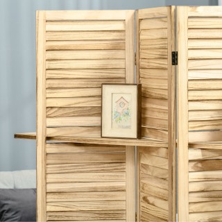 HOMCOM Τετράφυλλη Πτυσσόμενη Εσωτερική Διαχωριστική Οθόνη με Ράφια ...