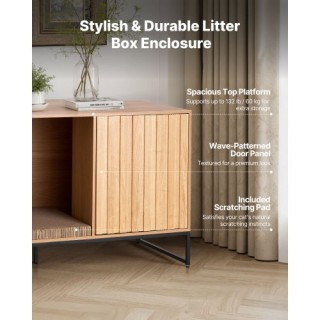 VEVOR Έπιπλο Απόκρυψης Άμμων Γάτας 120 cm με Σχέδιο Ξύλου και Μαύρα...