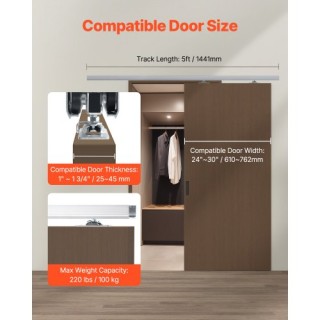 VEVOR Σετ Κιτ Ράγας Συρόμενης Πόρτας 5 πόδια Βαρέως Τύπου με 3 Τροχ...