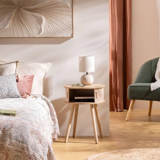 Κομοδίνο Nysos 2 Πόρτες σε Κρεμ Απόχρωση – 54 x 40 x 40 cm 206052A ...