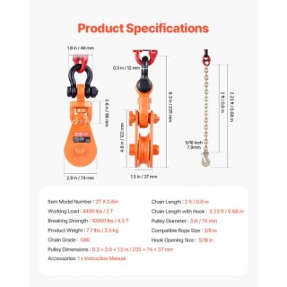 VEVOR Δίτονος Ανυψωτικός Μηχανισμός Αλυσίδας για Επίπεδη Πλατφόρμα ... VEVOR Δίτονος Ανυψωτικός Μηχανισμός Αλυσίδας για Επίπεδη Πλατφόρμα ...