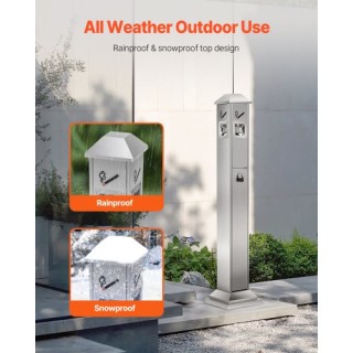 VEVOR Δοχείο Αποτσίγαρων με 4 Ανοίγματα Ανοξείδωτο Ατσάλι Ασημί SYY...