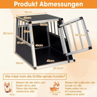 Costway Κλουβί Μεταφοράς Σκύλου Αλουμινίου με Κλειδωτή Πόρτα και Αφ...