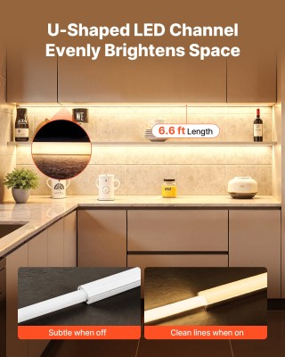 VEVOR Σετ 10 LED Προφίλ Αλουμινίου U Σχήματος 2M με Γαλακτώδες Κάλυ...
