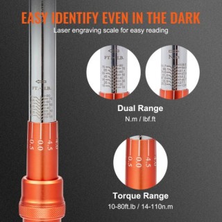 VEVOR Ροπόκλειδο 3/8, 10-80ft.lb/14-110n.m, Διπλής Κατεύθυνσης, Σε... VEVOR Ροπόκλειδο 3/8, 10-80ft.lb/14-110n.m, Διπλής Κατεύθυνσης, Σε...