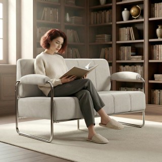 HOMCOM Διθέσιος Μοντέρνος Καναπές Επενδυμένος με Μπεζ Σανίδα, από Α...