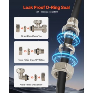 VEVOR  Σετ Αεροσυμπιεστή 3/4 x 200FT PU Μαύρο  YSKQGDXT34INFHQD2V0