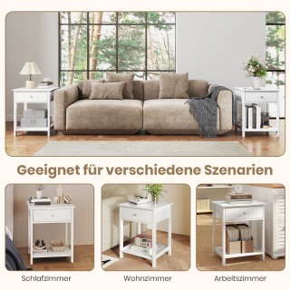 Costway Λευκό Κομοδίνο με Συρτάρι & Ανοιχτό Ράφι JV12589WH-1 Costway Λευκό Κομοδίνο με Συρτάρι & Ανοιχτό Ράφι JV12589WH-1