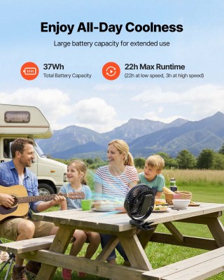 VEVOR Φορητός Επαναφορτιζόμενος Ανεμιστήρας Κλιπ USB με 3 Ταχύτητες...