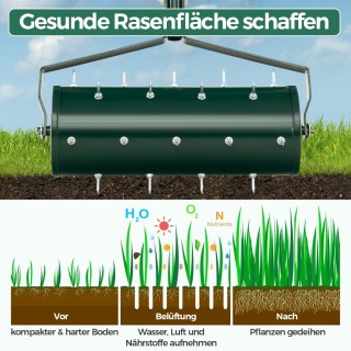 Costway Χειροκίνητος Αεριστήρας Γκαζόν με Ροδάκια και Καρφιά 44 x 1... Costway Χειροκίνητος Αεριστήρας Γκαζόν με Ροδάκια και Καρφιά 44 x 1...