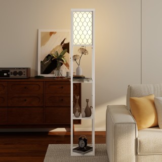 HOMCOM Μοντέρνα Λάμπα Δαπέδου 2 σε 1 με 3 Ράφια, Υποδοχή E27, 26 x ...