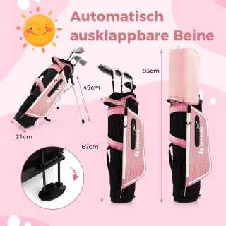 Costway  Πλήρες Σετ Junior Γκολφ για Παιδιά 8-10 Ετών με Τσάντα και...