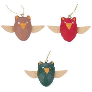 Villa DEste  Σετ 3 κουκουβάγιες με φτερά από χαρτοπολτό XMas Paper ...