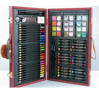 BAKAJI  Βαλιτσάκι Ξύλινο Ζωγράφου 78τμχ Χρώματα Ζωγραφικής Παστέλ Ν...