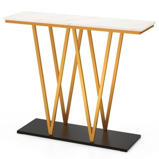 Κομψό Τραπέζι Εισόδου από Τεχνητό Μάρμαρο με Χρυσό Μεταλλικό Πλαίσι... Κομψό Τραπέζι Εισόδου από Τεχνητό Μάρμαρο με Χρυσό Μεταλλικό Πλαίσι...