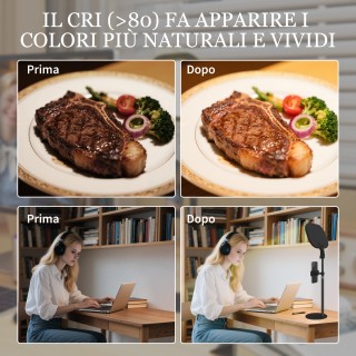 HOMCOM Λάμπα Γραφείου LED με Βάση Τηλεφώνου, 5 Χρώματα Φωτός, 10 Επ...